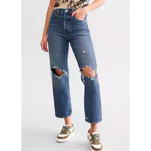 Levi's Super High Rise 24x27 Ribcage Ankle Straight Jean in  Feeling Seen - Picture 2 of 7